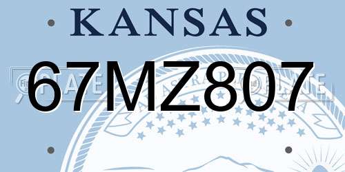 67MZ807 Kansas License Plate