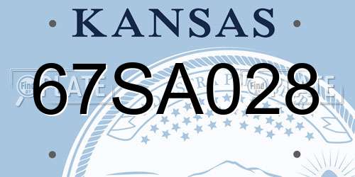 67SA028 Kansas License Plate