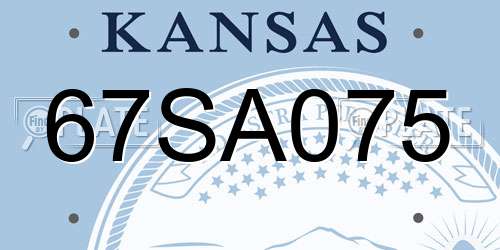 67SA075 Kansas License Plate