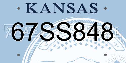 67SS848 Kansas License Plate