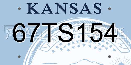 67TS154 Kansas License Plate