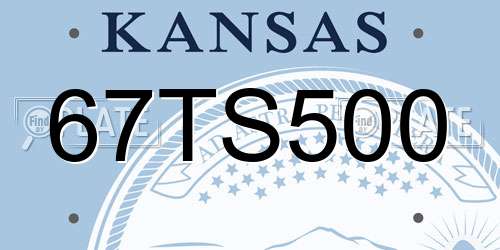 67TS500 Kansas License Plate