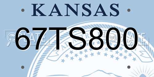 67TS800 Kansas License Plate
