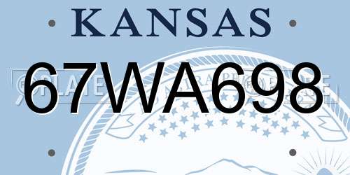 67WA698 Kansas License Plate