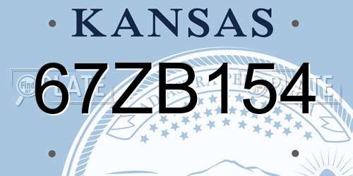 67ZB154 Kansas License Plate