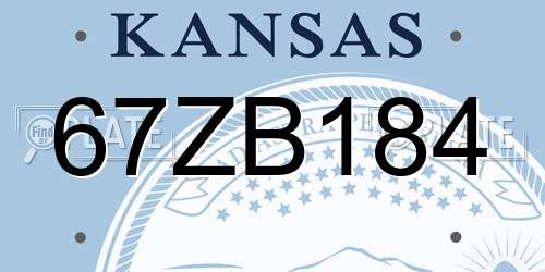 67ZB184 Kansas License Plate