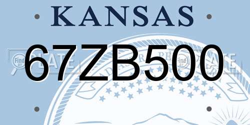 67ZB500 Kansas License Plate