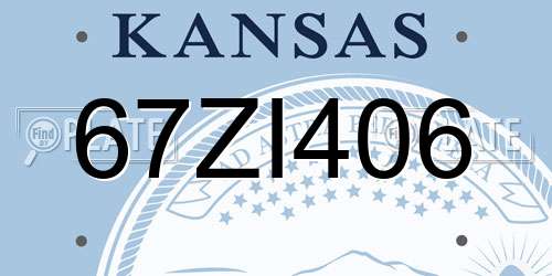 67ZI406 Kansas License Plate