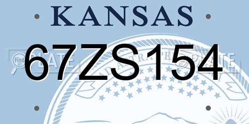67ZS154 Kansas License Plate