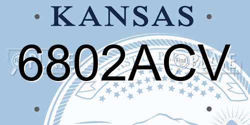 6802ACV Kansas License Plate