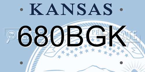 680BGK Kansas License Plate
