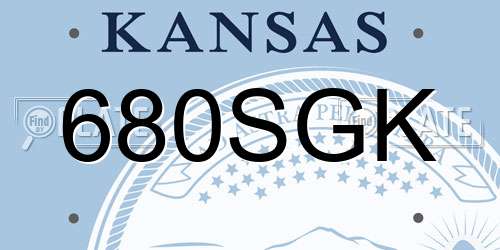 680SGK Kansas License Plate