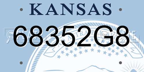 68352G8 Kansas License Plate