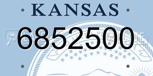 6852500 Kansas License Plate