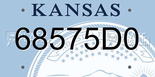 68575D0 Kansas License Plate