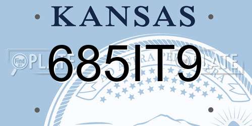 685IT9 Kansas License Plate