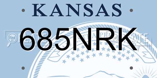 685NRK Kansas License Plate