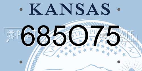 685O75 Kansas License Plate