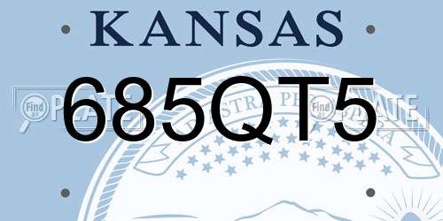 685QT5 Kansas License Plate