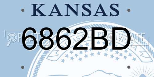 6862BD Kansas License Plate