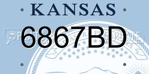 6867BD Kansas License Plate
