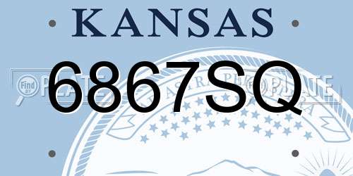 6867SQ Kansas License Plate