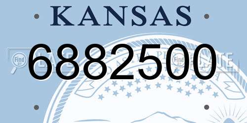 6882500 Kansas License Plate