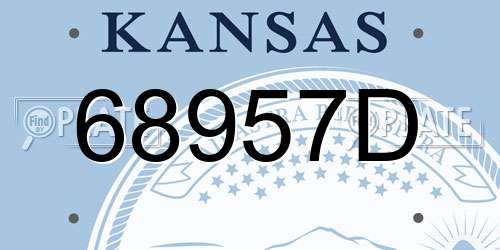 68957D Kansas License Plate