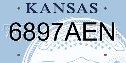 6897AEN Kansas License Plate