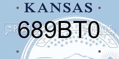 689BT0 Kansas License Plate
