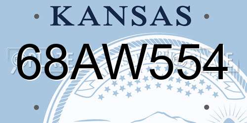 68AW554 Kansas License Plate