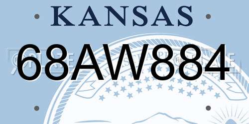 68AW884 Kansas License Plate