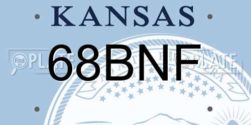 68BNF Kansas License Plate