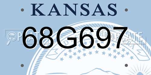 68G697 Kansas License Plate