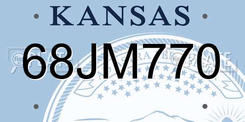 68JM770 Kansas License Plate