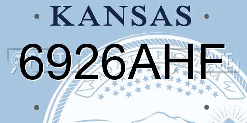 6926AHF license plate in KS state