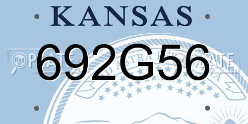 692G56 Kansas License Plate