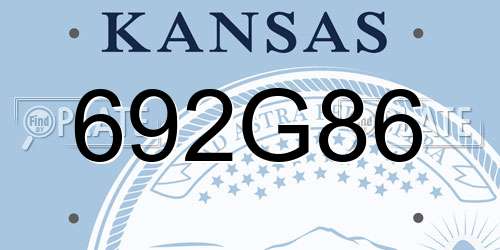 692G86 Kansas License Plate