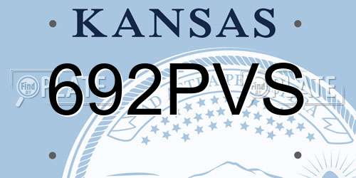 692PVS Kansas License Plate