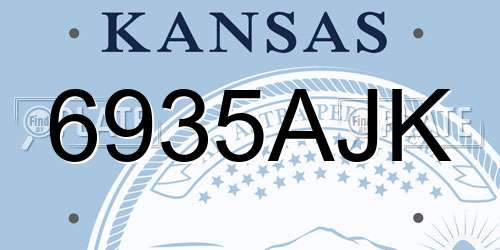 6935AJK Kansas License Plate