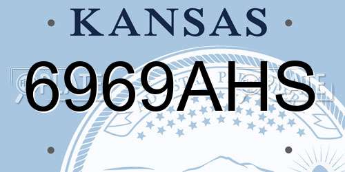 6969AHS Kansas License Plate
