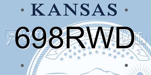 698RWD Kansas License Plate