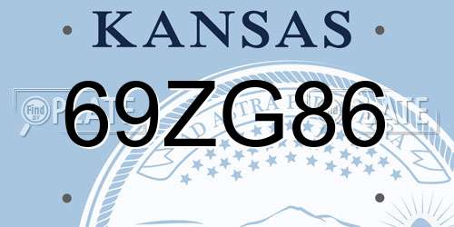 69ZG86 Kansas License Plate