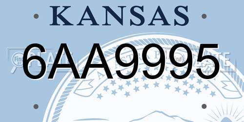 6AA9995 Kansas License Plate