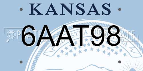 6AAT98 Kansas License Plate