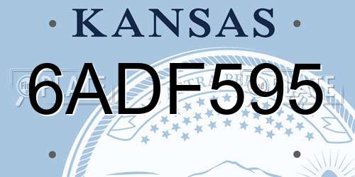 6ADF595 Kansas License Plate