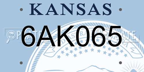 6AK065 Kansas License Plate