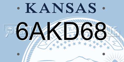 6AKD68 Kansas License Plate