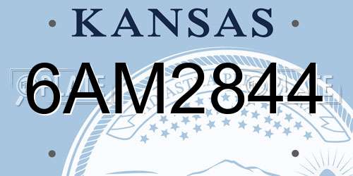 6AM2844 Kansas License Plate