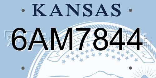6AM7844 Kansas License Plate
